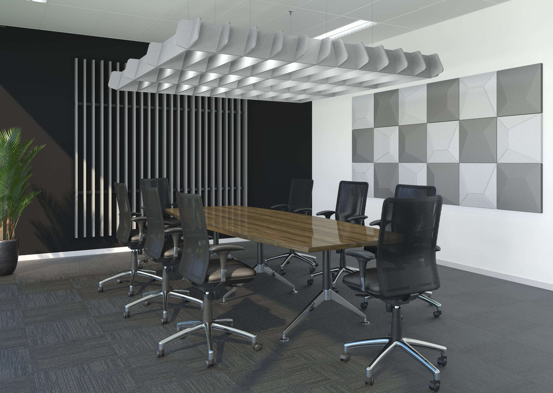 Acoustek Pergola Acoustic Ceiling Raft with Integrated LED Lighting Tracks