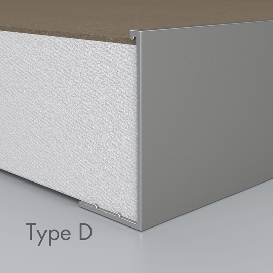 Autex Edging Solutions Type D trim, designed for seamless acoustic panel installation and protection.