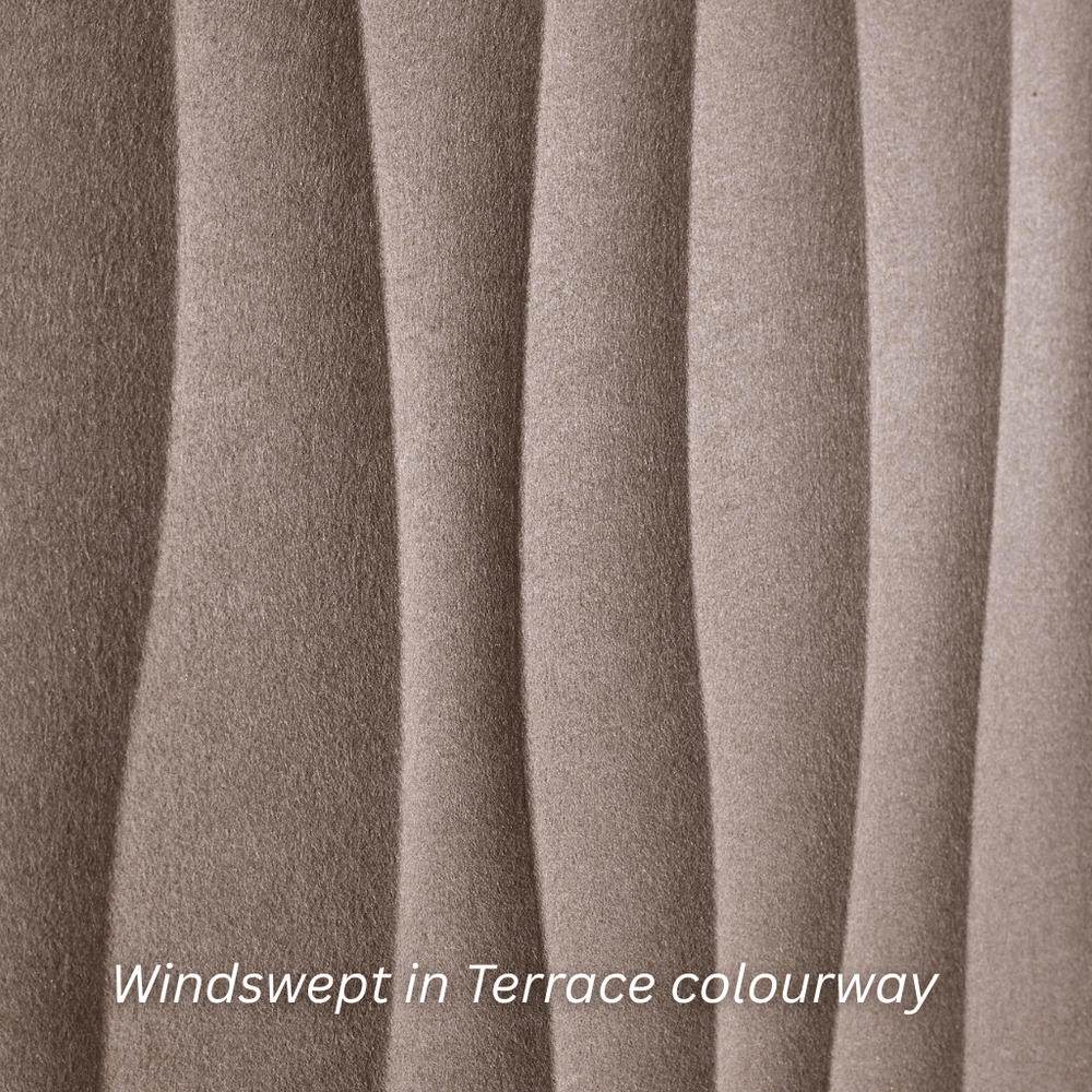 Windswept panel in Terrace colourway showcasing sculptural waves and texture, adding depth to interior design.