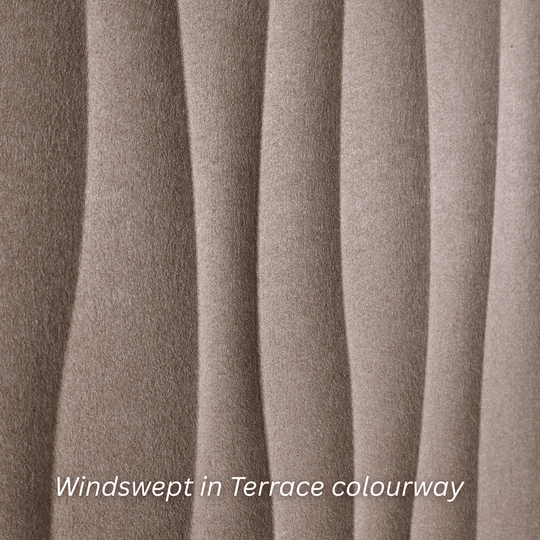 Windswept panel in Terrace colourway showcasing sculptural waves and texture, adding depth to interior design.