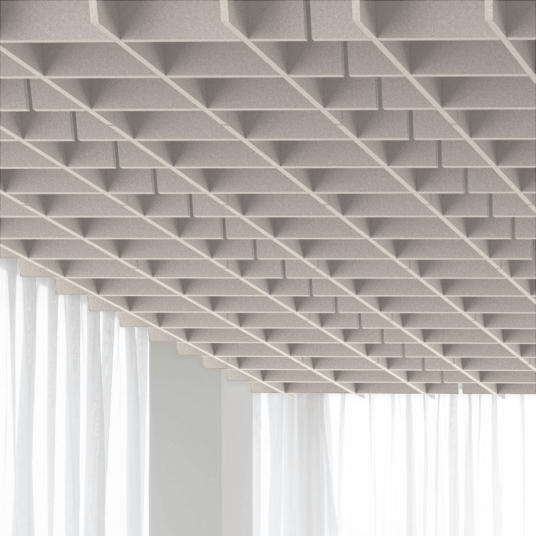 Autex Grid Ceiling Tiles showcase a stunning geometric design, enhancing any interior space with stylish acoustic solutions.