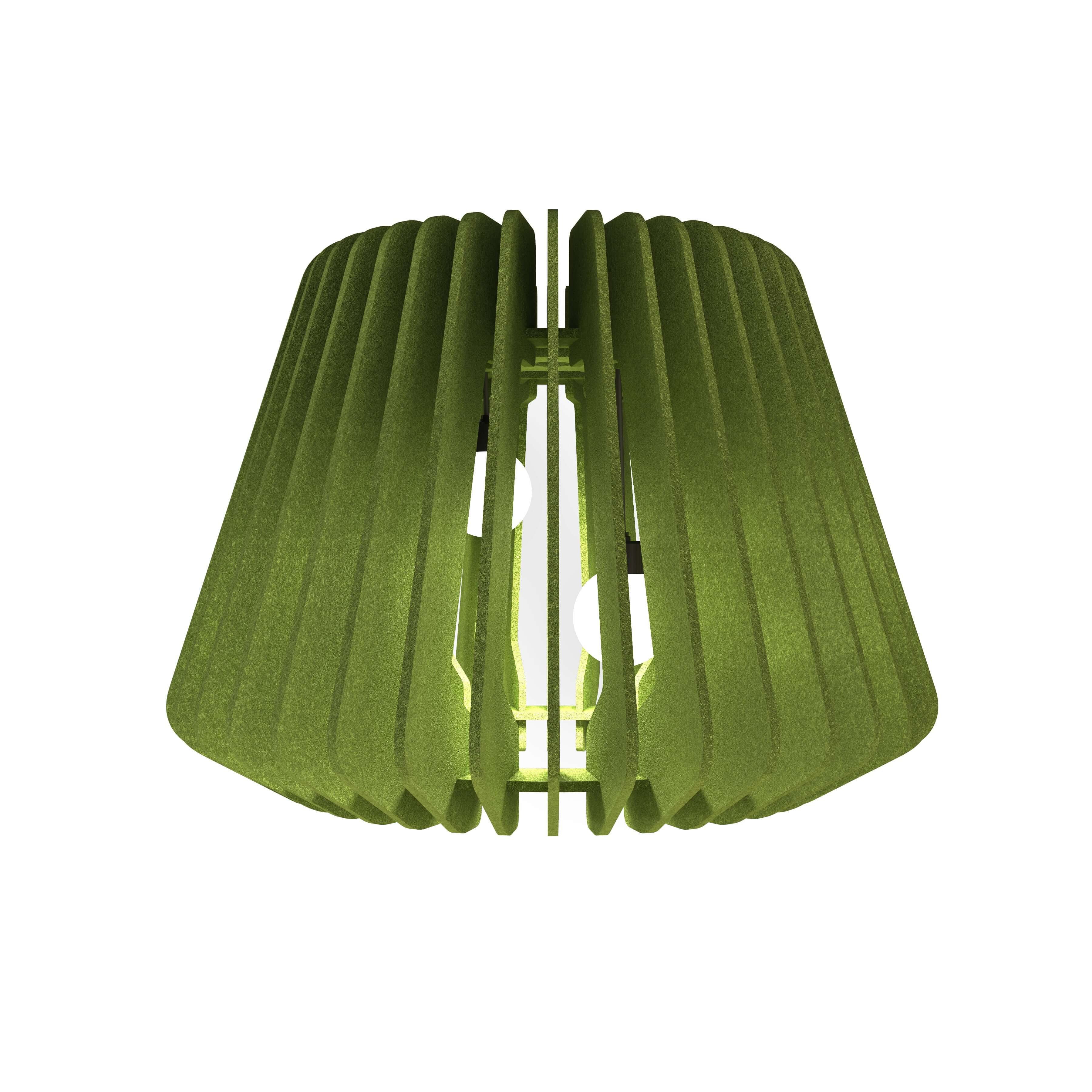 Breeze acoustic lighting shades in green, designed for noise attenuation and aesthetic illumination.