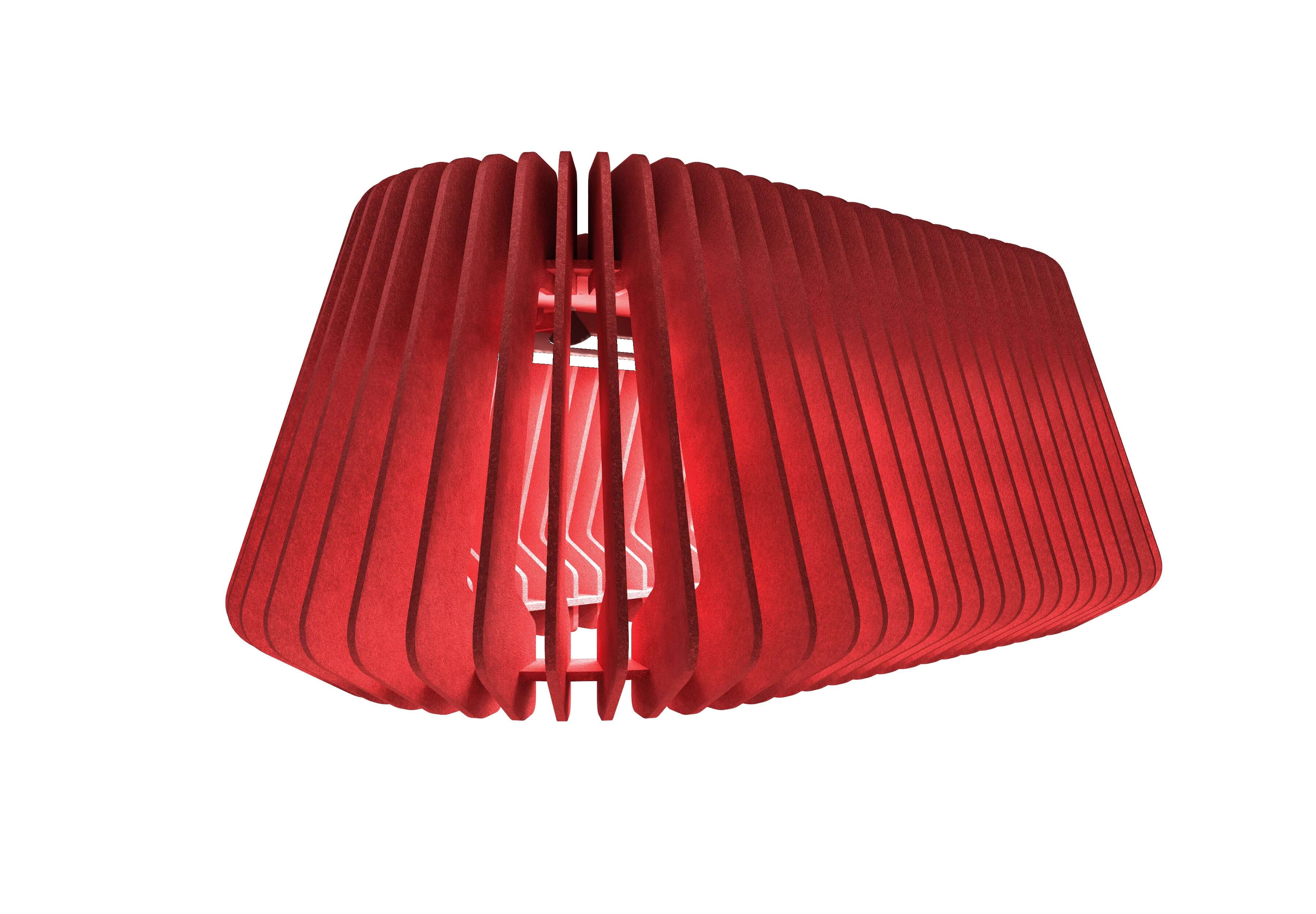Zephyr Acoustic Lighting Shades in red, designed for noise attenuation and stylish illumination.