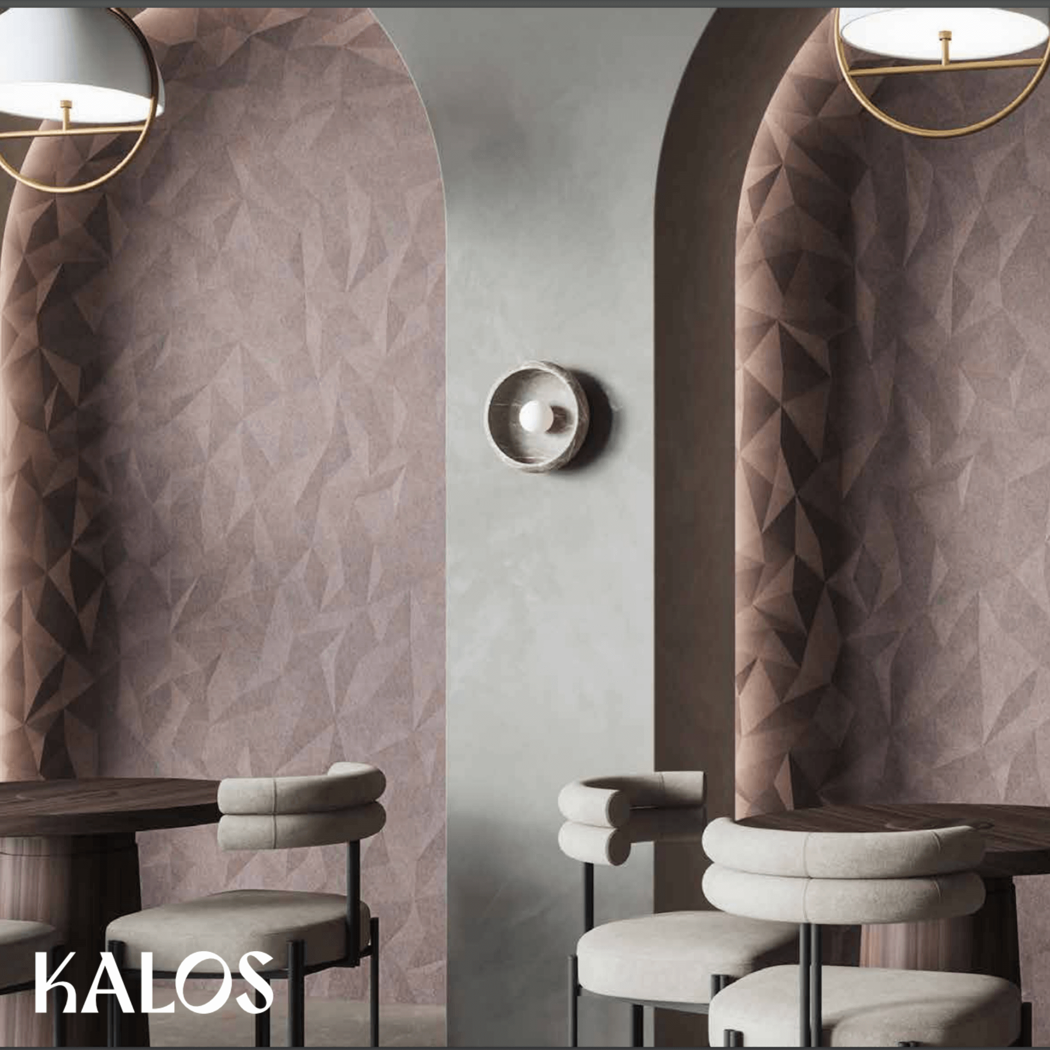 Acoufelt QuietForm™ 3D Debossed Acoustic Tiles "Kalos" enhancing interior design with sustainable elegance.