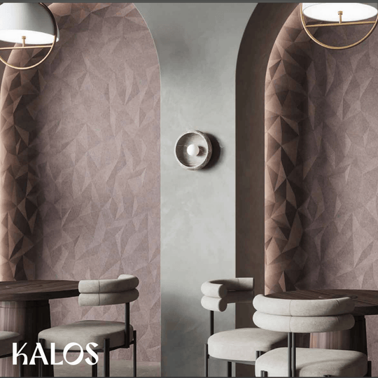Acoufelt QuietForm™ 3D Debossed Acoustic Tiles "Kalos" enhancing interior design with sustainable elegance.