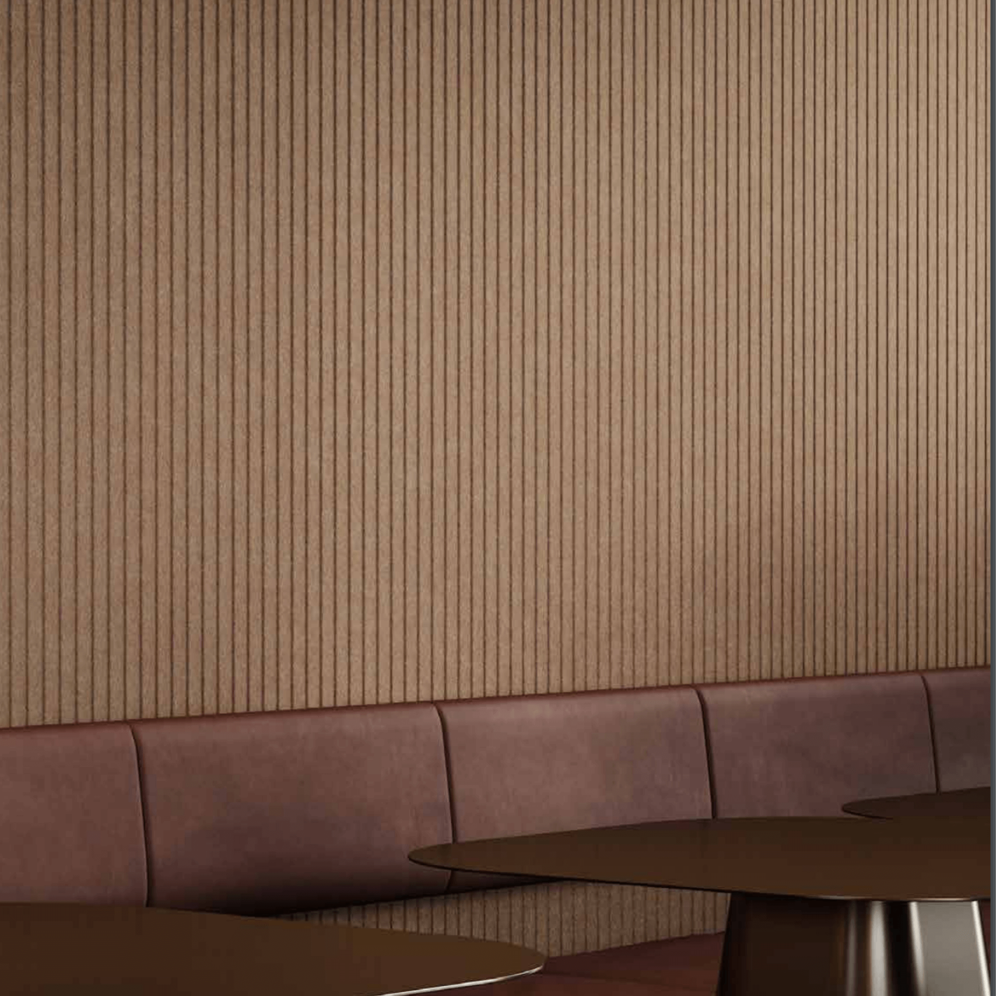 Acoufelt QuietForm™ 3D Debossed Acoustic Tiles "Pole" on a textured wall in a modern interior setting.