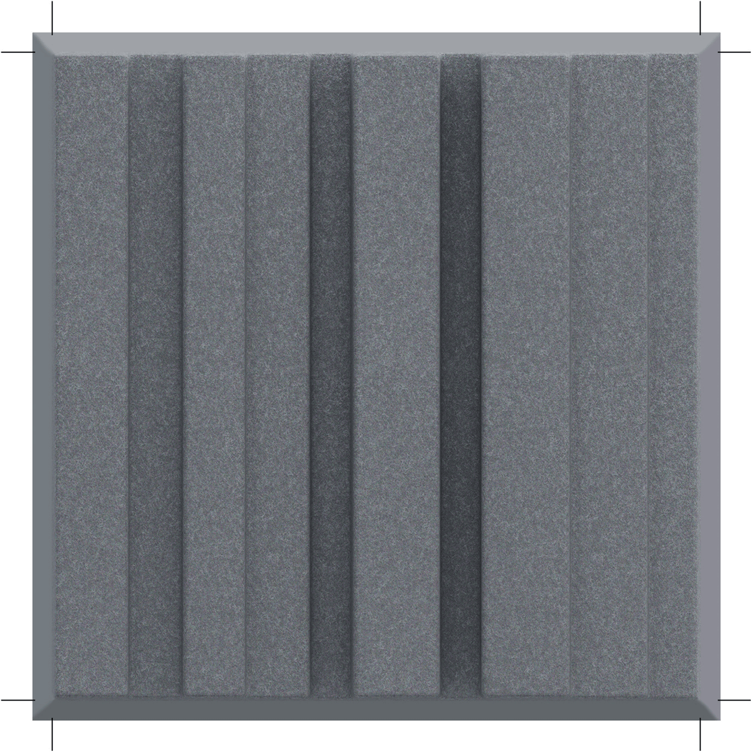 Acoustek Newport Collection acoustic wall tile in gray, featuring modern, vertical panel design for effective noise reduction.