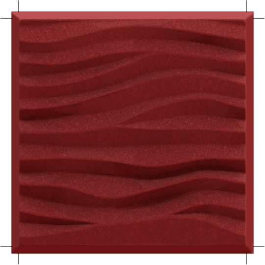 Acoustek Newport Collection red acoustic wall tile featuring modern wave pattern design for noise reduction.