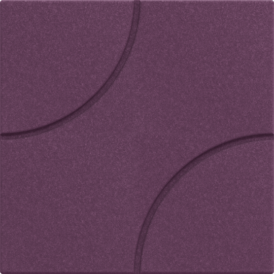 Purple acoustic wall tile from the Acoustek Cavasinni Collection featuring a unique curved design.