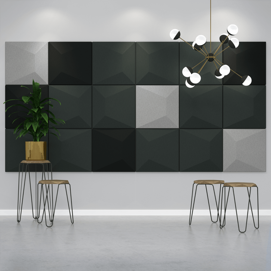 Cavasinni Collection acoustic wall tiles in modern decor, enhancing sound quality and aesthetics in a stylish setting.