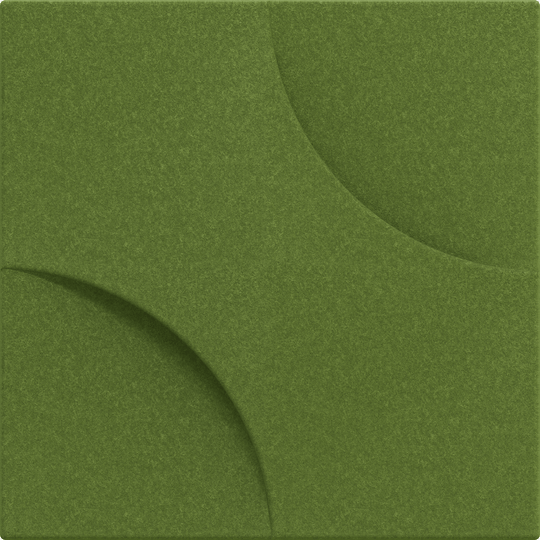 Acoustek Cavasinni Collection green acoustic wall tile with unique curved design for enhanced sound quality.