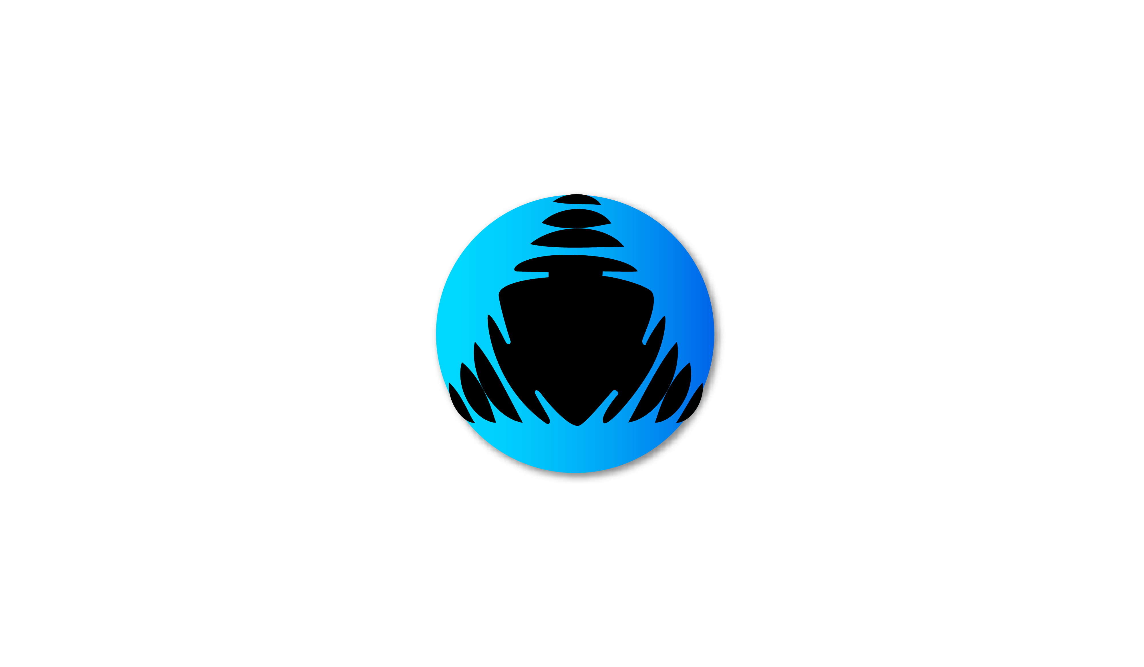 Blue gradient logo with stylised hands and mountain peaks in a circular design.