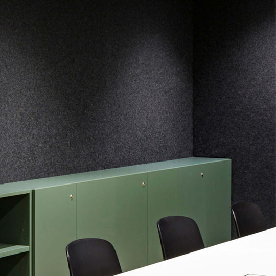 Modern interior featuring Autex Composition® Acoustic Panels in gray, enhancing sound quality and aesthetics in the space.