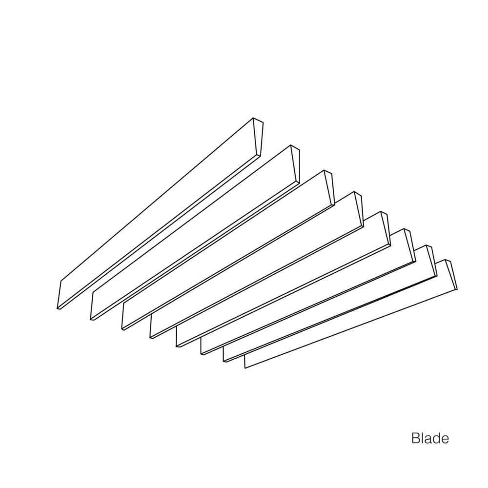 Autex Frontier Raft System blade design showcasing multiple lightweight acoustic elements for enhanced sound absorption.