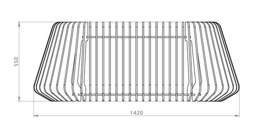 Zephyr acoustic lighting shades design illustration with dimensions of 1420mm x 550mm.