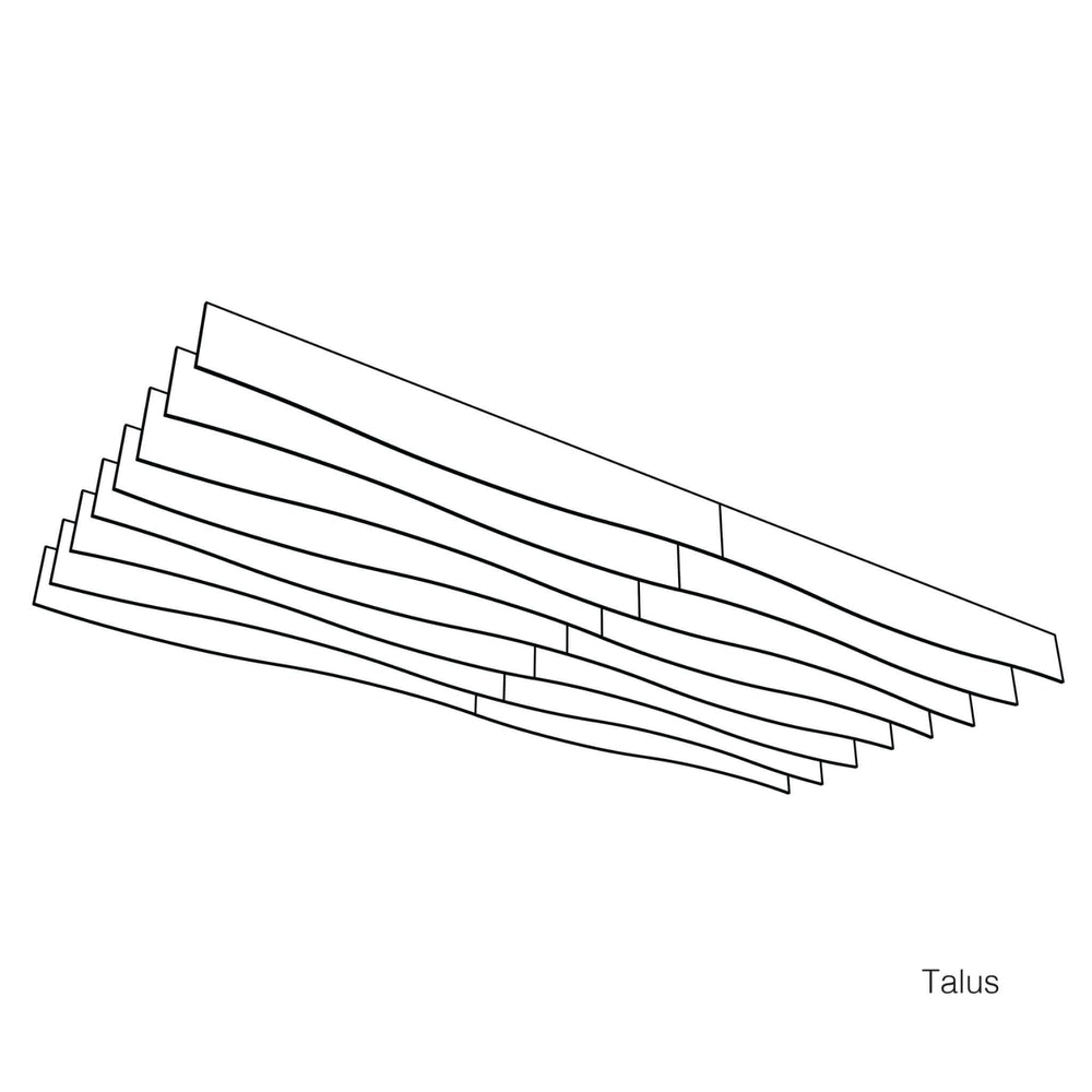 Autex Frontier Talus Acoustic Fins design showcases unique wave pattern for sound control and aesthetic appeal.