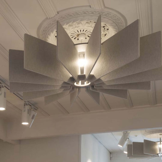 Autex Lattice™ Suspended Acoustic Sculpture enhancing sound absorption and aesthetics in modern interior design.