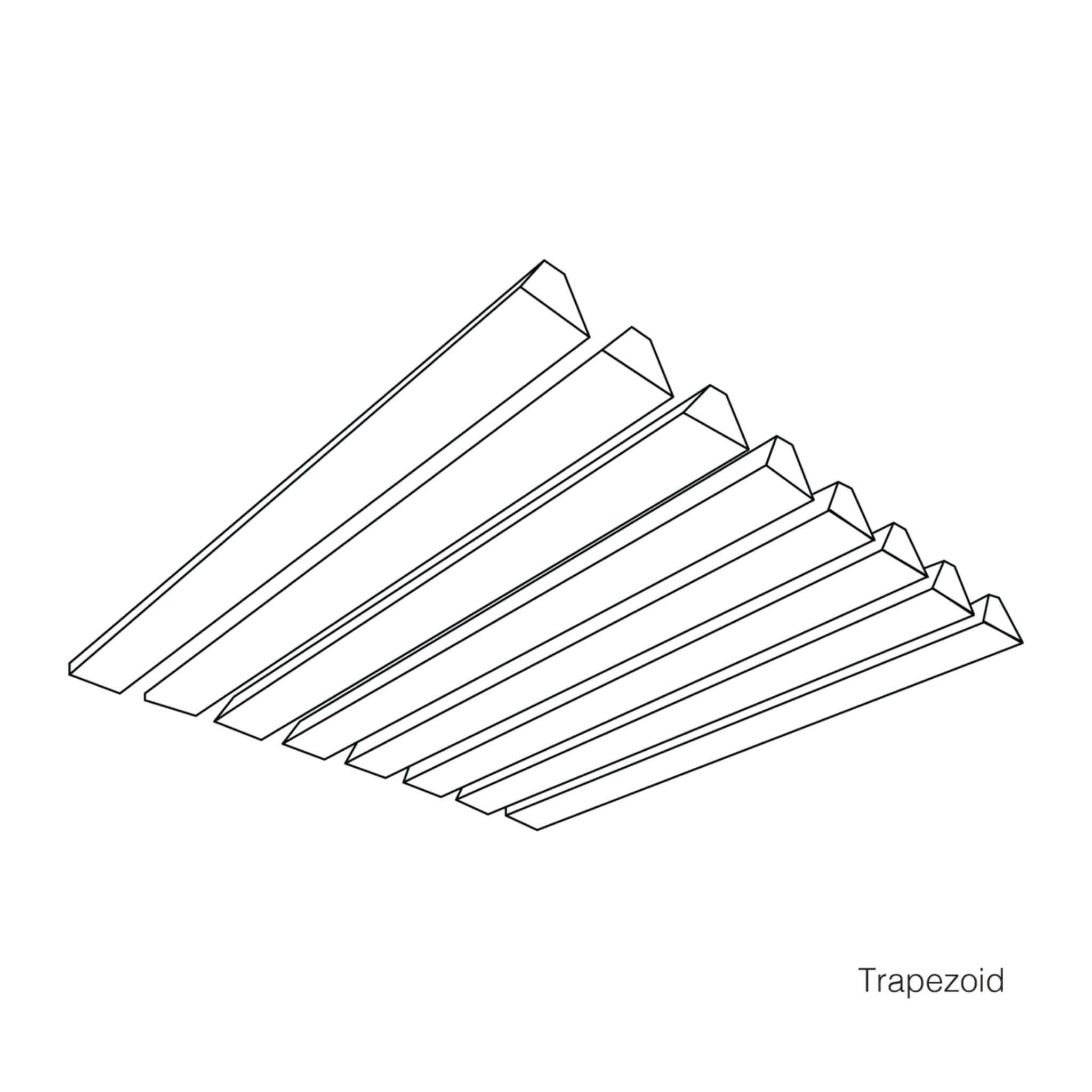 Autex Frontier Raft System "Beam 250" trapezoid acoustic design for improved sound absorption and modern aesthetic.