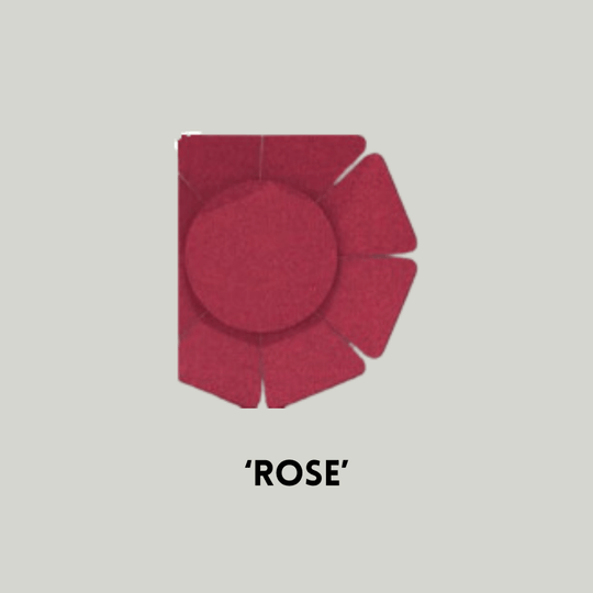 Acoustek WallFlower 3D Acoustic Wall Panel in 'Rose' color, designed for noise reduction and aesthetic appeal.