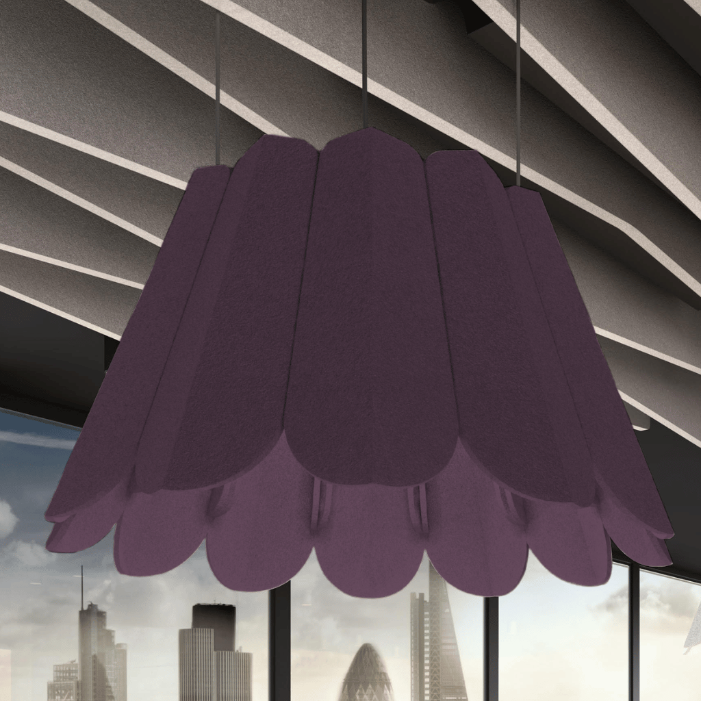 Crocus Acoustic Lighting Shade by Acoustek, featuring stylish design for sound absorption in modern interiors.