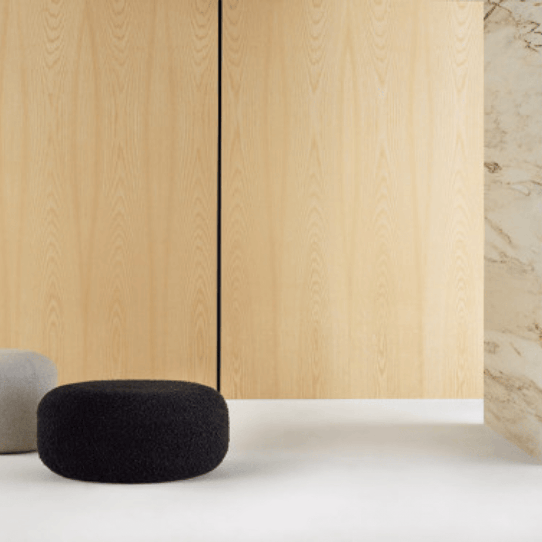 Autex Acoustic Timber Panels in a modern interior with plush seating and marble accents.