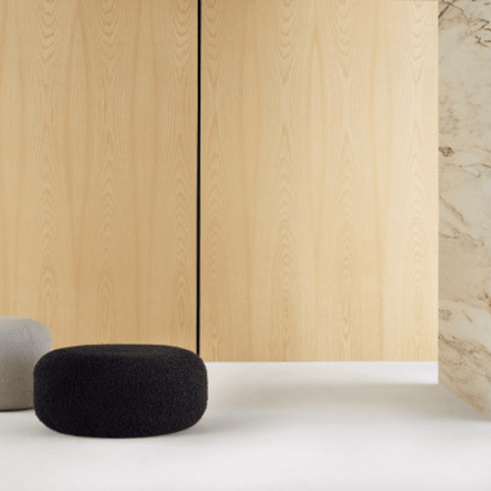 Autex Acoustic Timber Panels in a modern interior with plush seating and marble accents.