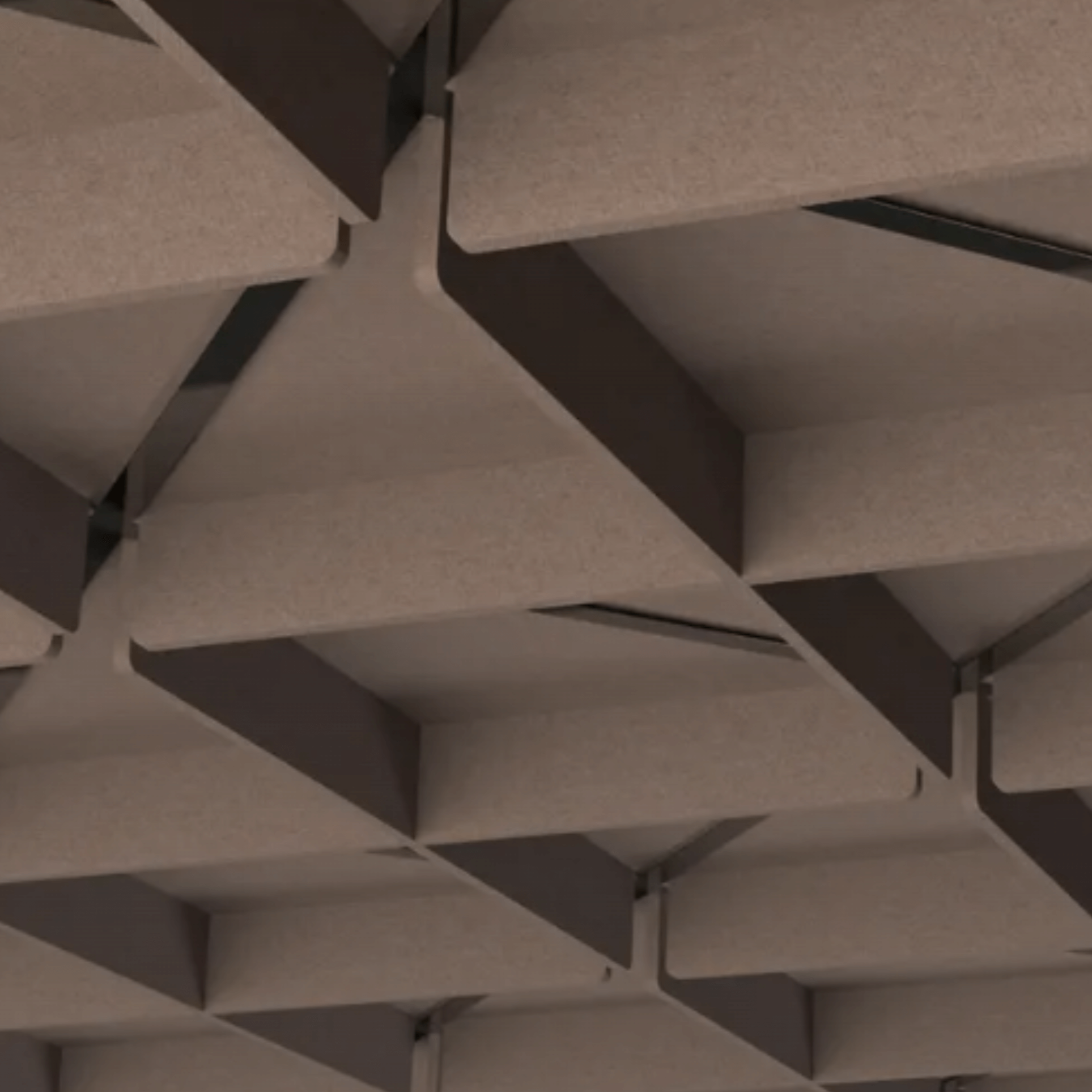 Grid ceiling tiles in Vertex pattern, creating a modern acoustic feature for interior spaces.